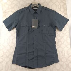 Blauer 8916 Supershirt Rayon Blend Mens Dark Navy Short Sleeve Work Shirt Size M